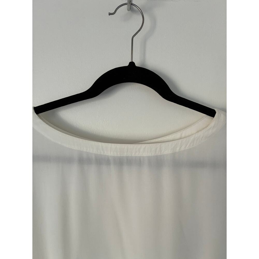 J. Jill White Lightweight Boatneck 3/4 Sleeve Button Black Closure Blouse Sz LP - Picture 3 of 11